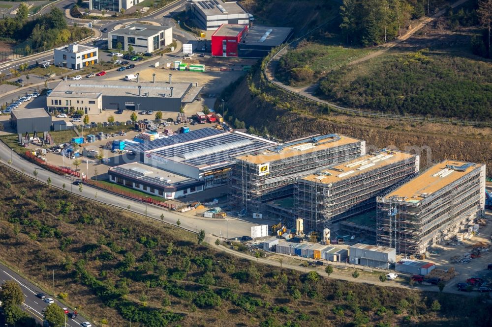 Aerial image Siegen - Construction site to build a new office and commercial building Summit on Martinshardt in Siegen in the state North Rhine-Westphalia, Germany