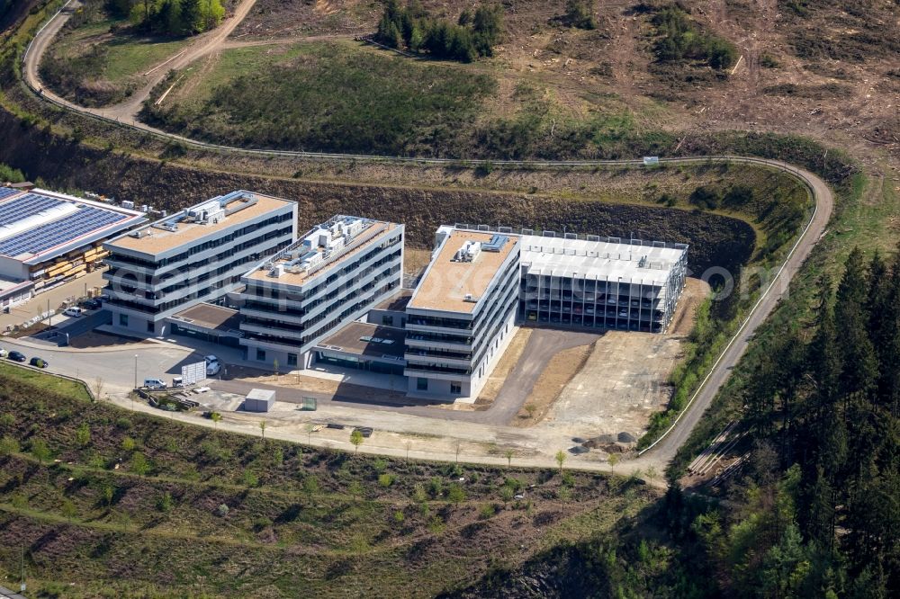 Aerial image Siegen - Construction site to build a new office and commercial building Summit on Martinshardt in Siegen in the state North Rhine-Westphalia, Germany