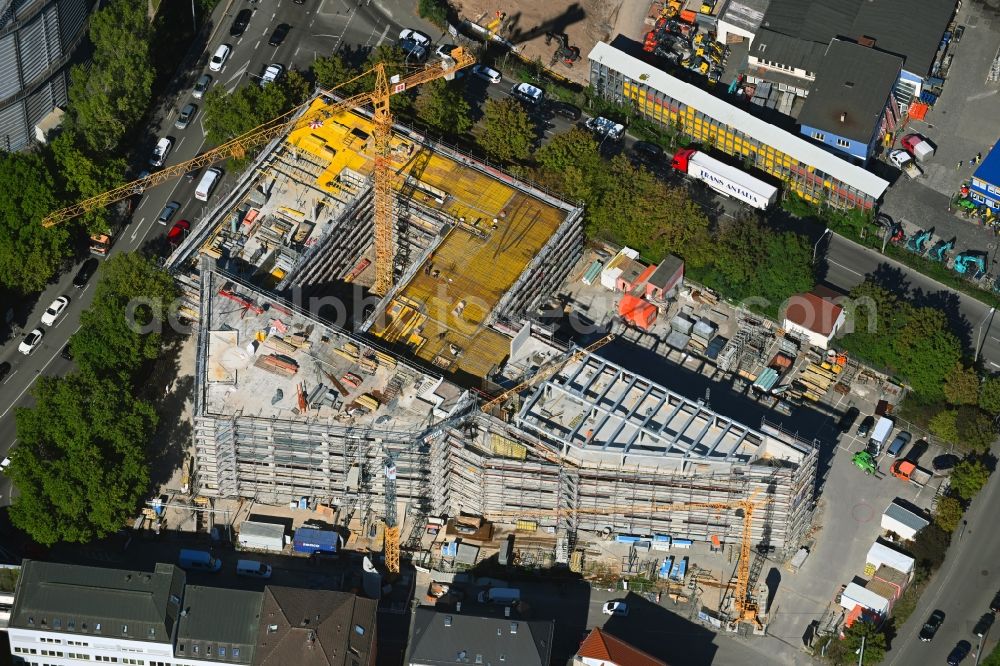 Aerial photograph Stuttgart - Construction site to build a new office and commercial building on Talstrasse corner Ulmer Strasse in Stuttgart in the state Baden-Wuerttemberg, Germany