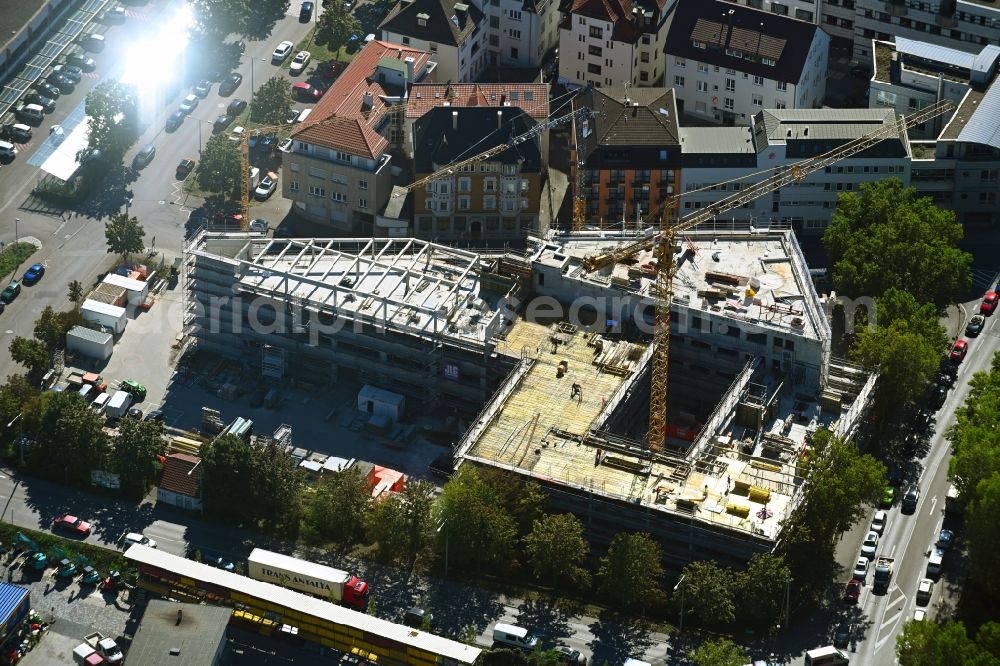 Stuttgart from above - Construction site to build a new office and commercial building on Talstrasse corner Ulmer Strasse in Stuttgart in the state Baden-Wuerttemberg, Germany