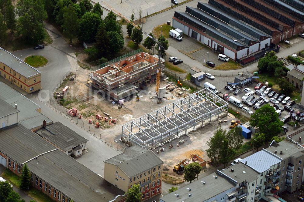 Aerial image Gera - Construction site to build a new office and commercial building of Technischen Hilfswerk (THW) on street Handwerkerhof in Gera in the state Thuringia, Germany