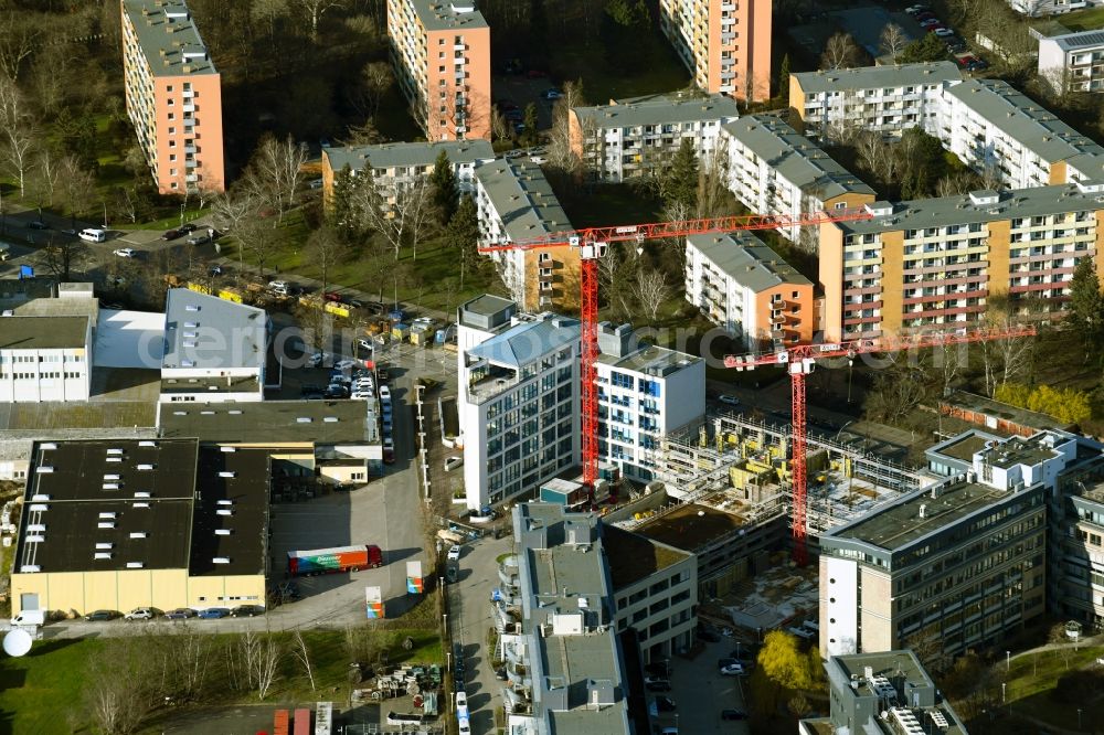 Aerial photograph Berlin - Construction site to build a new office and commercial building on Tempelhofer Weg in the district Britz in Berlin, Germany