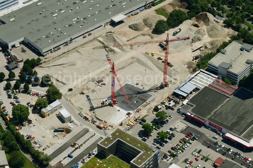 Aerial photograph Augsburg - Construction site to build a new office and commercial building TONI Park on Werner-von-Siemens-Strasse in Augsburg in the state Bavaria, Germany