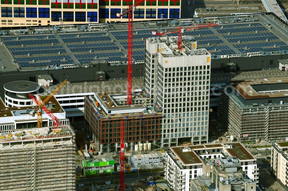 Aerial image Frankfurt am Main - Construction site to build a new office and commercial building DB Tower on Europa-Allee in the district Gallus in Frankfurt in the state Hesse, Germany