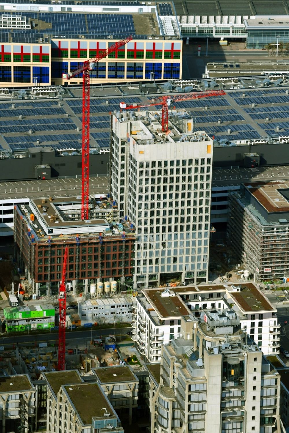 Aerial photograph Frankfurt am Main - Construction site to build a new office and commercial building DB Tower on Europa-Allee in the district Gallus in Frankfurt in the state Hesse, Germany