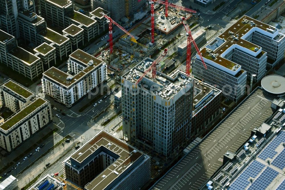 Aerial photograph Frankfurt am Main - Construction site to build a new office and commercial building DB Tower on Europa-Allee in the district Gallus in Frankfurt in the state Hesse, Germany