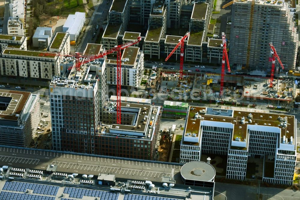 Aerial photograph Frankfurt am Main - Construction site to build a new office and commercial building DB Tower on Europa-Allee in the district Gallus in Frankfurt in the state Hesse, Germany