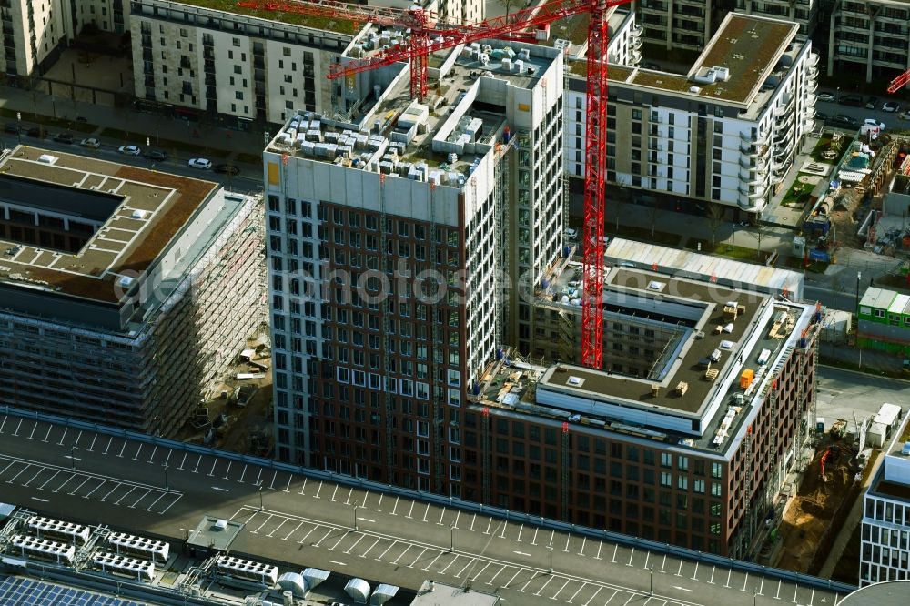 Aerial image Frankfurt am Main - Construction site to build a new office and commercial building DB Tower on Europa-Allee in the district Gallus in Frankfurt in the state Hesse, Germany