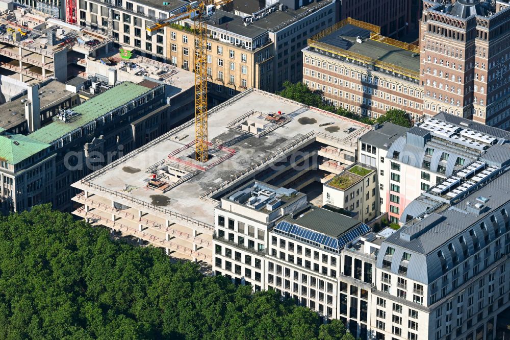 Düsseldorf from the bird's eye view: Full-Refurbishment - Construction site to build a new office and commercial building TRINKAUS KARREE on street Trinkausstrasse in the district Stadtmitte in Duesseldorf at Ruhrgebiet in the state North Rhine-Westphalia, Germany