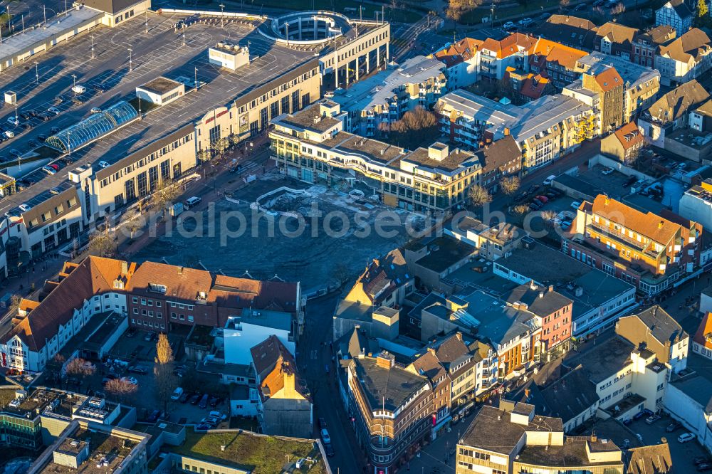 Hamm from above - Construction site to build a new office and commercial building B-tween on Ritterstrasse in Hamm in the state North Rhine-Westphalia, Germany