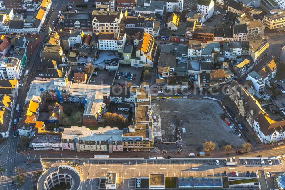 Hamm from above - Construction site to build a new office and commercial building B-tween on Ritterstrasse in Hamm in the state North Rhine-Westphalia, Germany