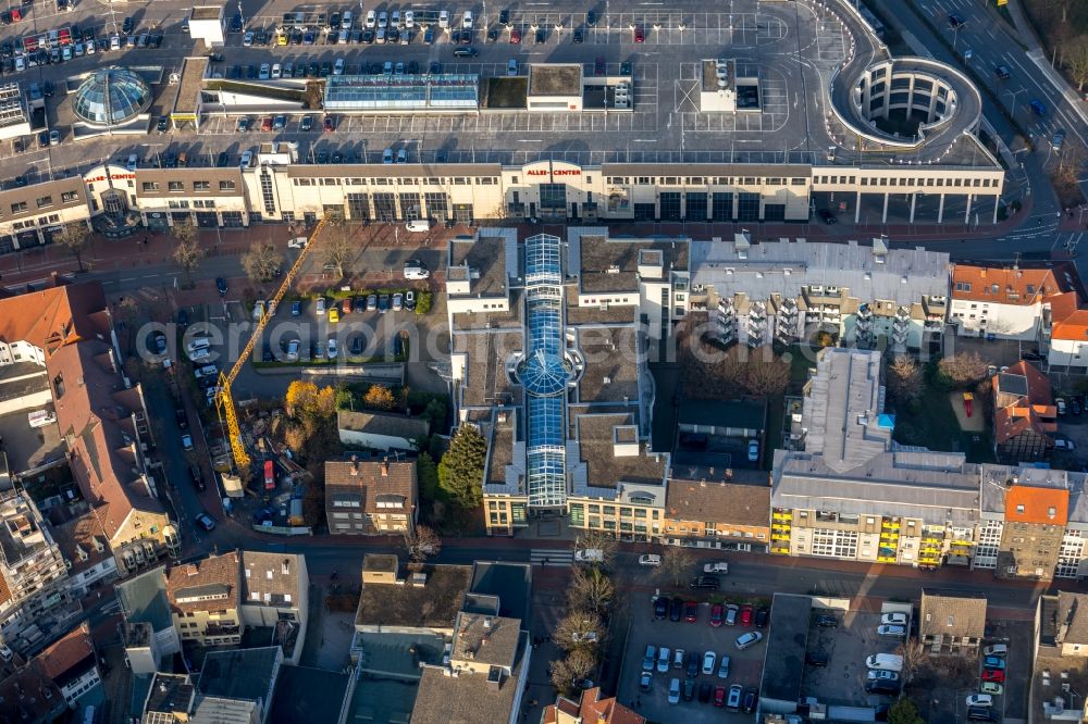 Hamm from the bird's eye view: Construction site to build a new office and commercial building B-tween on Ritterstrasse in Hamm in the state North Rhine-Westphalia, Germany