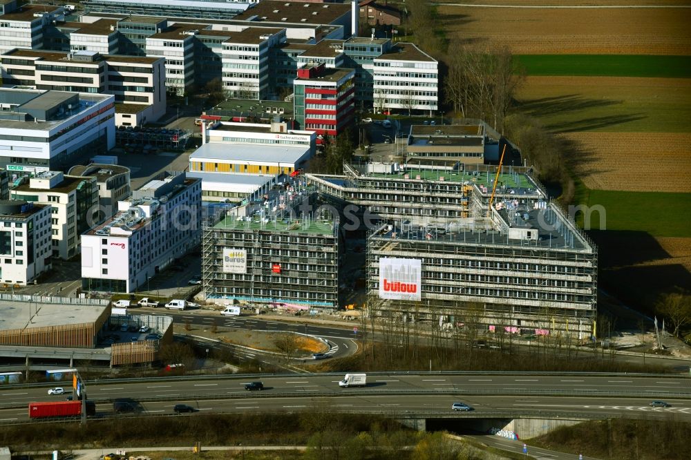 Aerial photograph Echterdingen - Construction site to build a new office and commercial building VISION ONE in Echterdingen in the state Baden-Wurttemberg, Germany