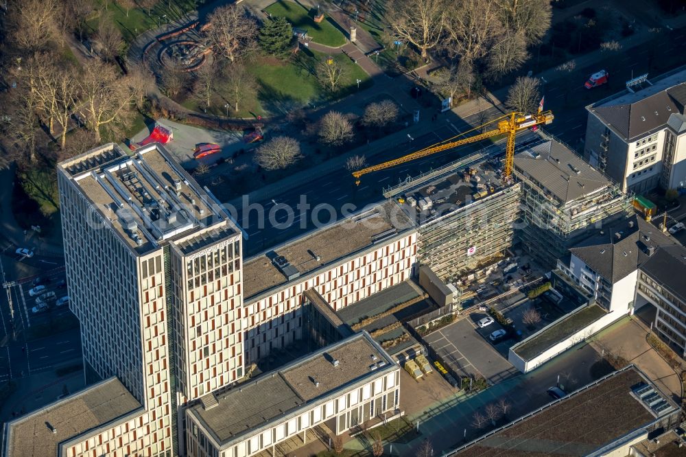 Aerial photograph Dortmund - Construction site to build a new office and commercial building of VOLKSWOHL BUND SACHVERSICHERUNG AG on Suedwall in Dortmund in the state North Rhine-Westphalia, Germany