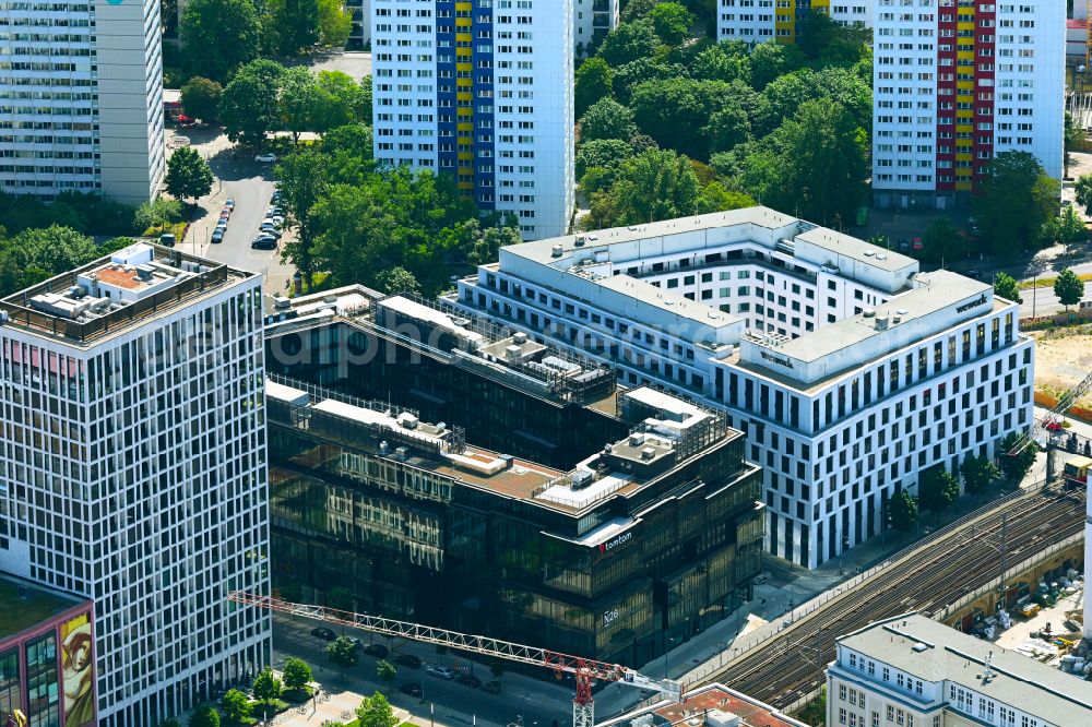 Aerial image Berlin - Construction site to build a new office and commercial building VoltAir on Voltairestrasse - Dircksenstrasse - Alexanderstrasse in the district Mitte in Berlin, Germany