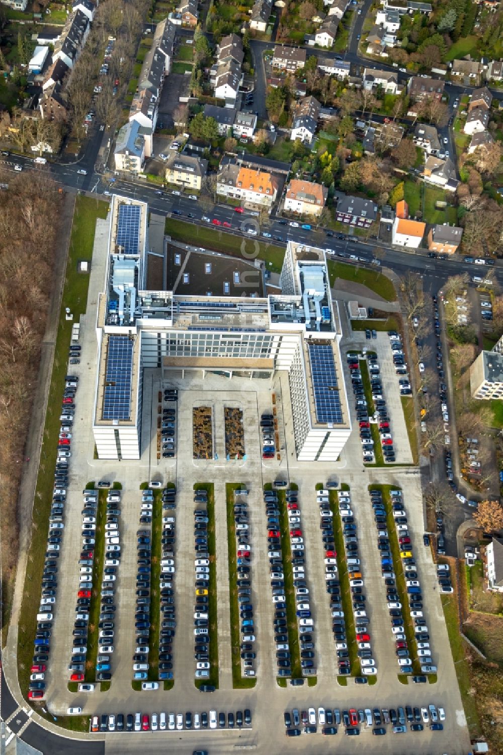 Essen from the bird's eye view: Office- and commercial building of Vonovia Zentrale in Bochum in the state North Rhine-Westphalia