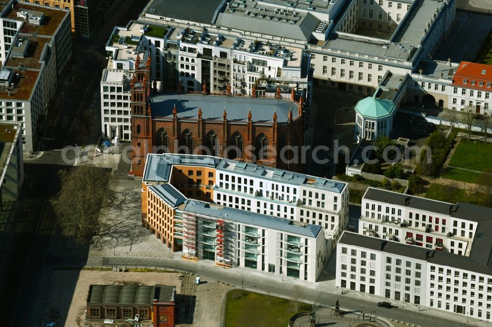 Berlin from the bird's eye view: New office and commercial building on Werderscher Markt corner Schinkelplatz in the district Mitte in Berlin, Germany