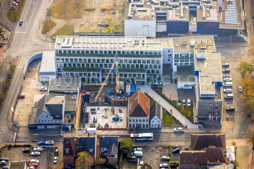 Hamm from above - Construction site to build a new office and commercial building of WA - Westfaelischer Anzeiger on Widumstrasse in the district Heessen in Hamm in the state North Rhine-Westphalia, Germany