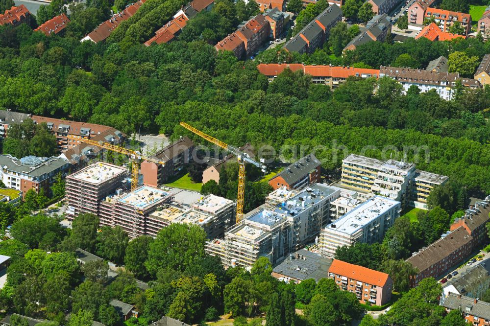 Aerial image Hamburg - Construction site to build a new office and commercial building Wohnen and Arbeiten on Proebenweg in the district Hamm in Hamburg, Germany