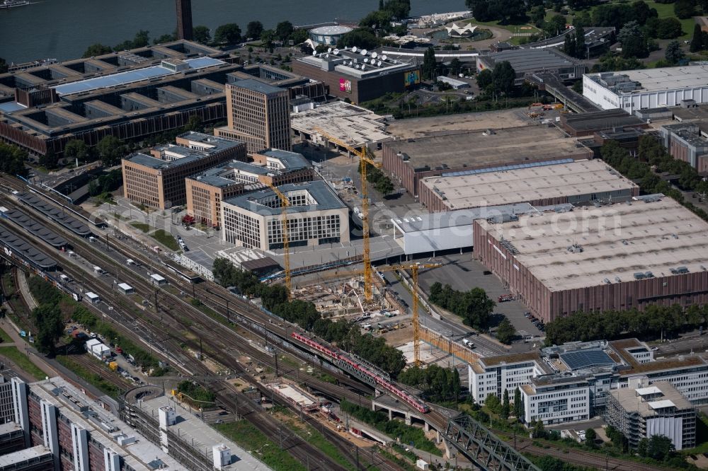 Aerial image Köln - Construction site to build new office and commercial buildings Ost1 und Ost2 on Barmer Strasse in the Deutz part of Cologne in the state North Rhine-Westphalia, Germany