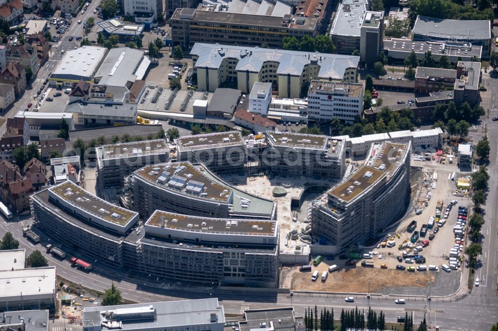 Stuttgart from the bird's eye view: Construction site for the new construction of an office-building ensemble for a Campus Purchasing and Logistics on street Leobener Strasse in the district Feuerbach in Stuttgart in the state Baden-Wurttemberg, Germany