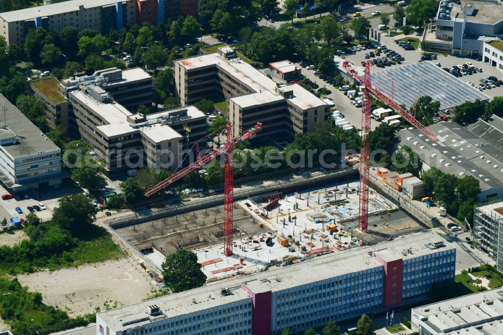 München from above - Construction site office building on street Weimarer Strasse - Domagkstrasse in the district Freimann in Munich in the state Bavaria, Germany