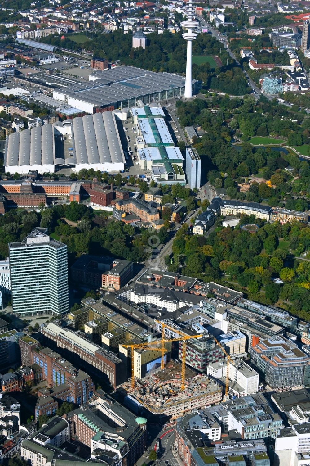 Aerial image Hamburg Construction site to build a new office and