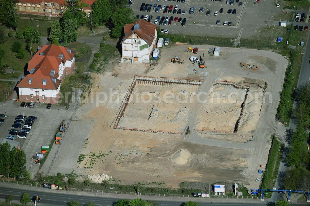 Potsdam from the bird's eye view: New construction of the Federal Police Headquarters on Horstweg in Potsdam in the state of Brandenburg, Germany