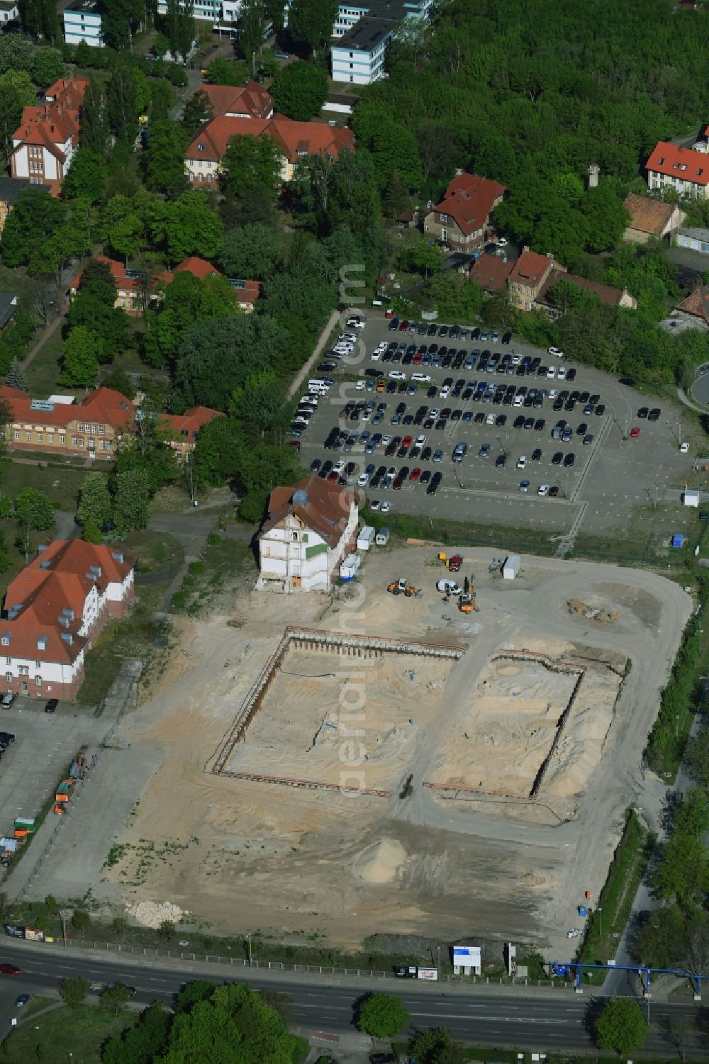 Aerial image Potsdam - New construction of the Federal Police Headquarters on Horstweg in Potsdam in the state of Brandenburg, Germany