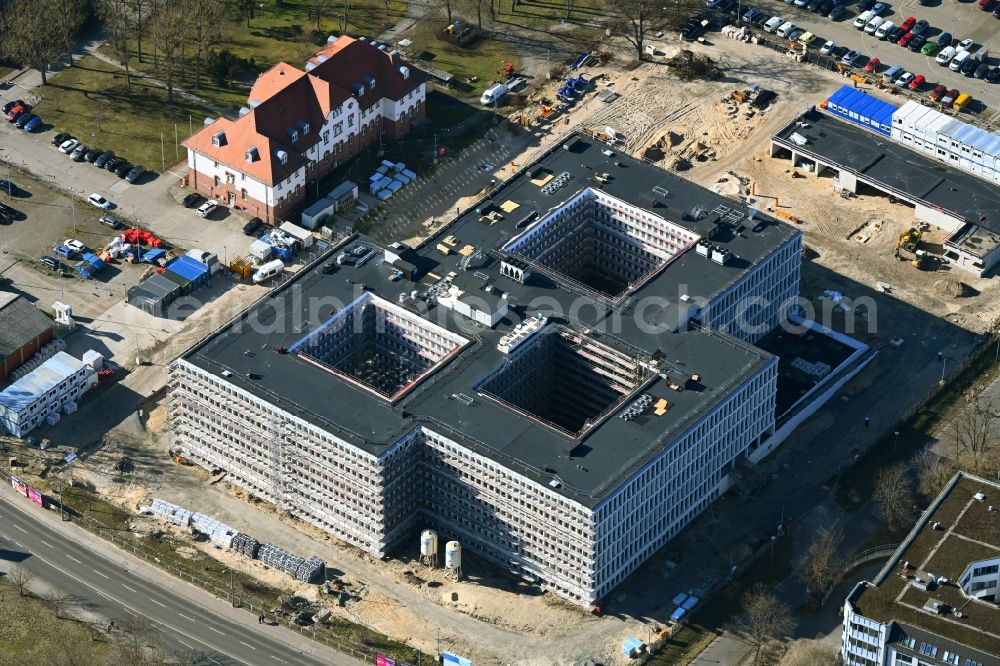 Potsdam from the bird's eye view: New construction of the Federal Police Headquarters on Horstweg in Potsdam in the state of Brandenburg, Germany