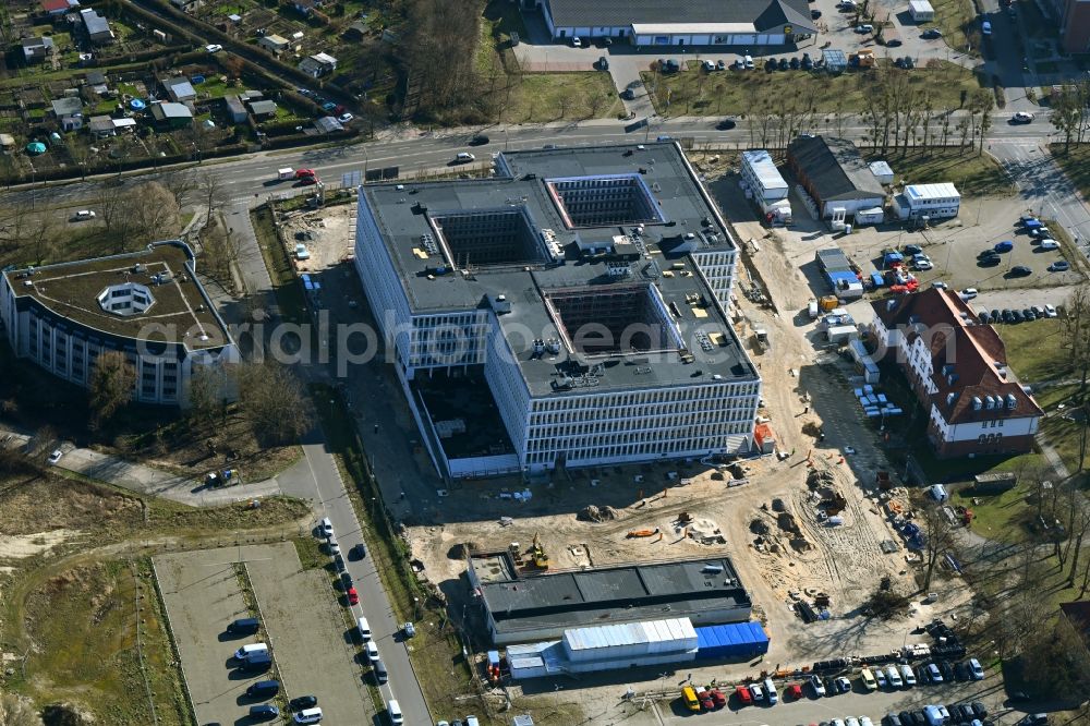 Potsdam from the bird's eye view: New construction of the Federal Police Headquarters on Horstweg in Potsdam in the state of Brandenburg, Germany