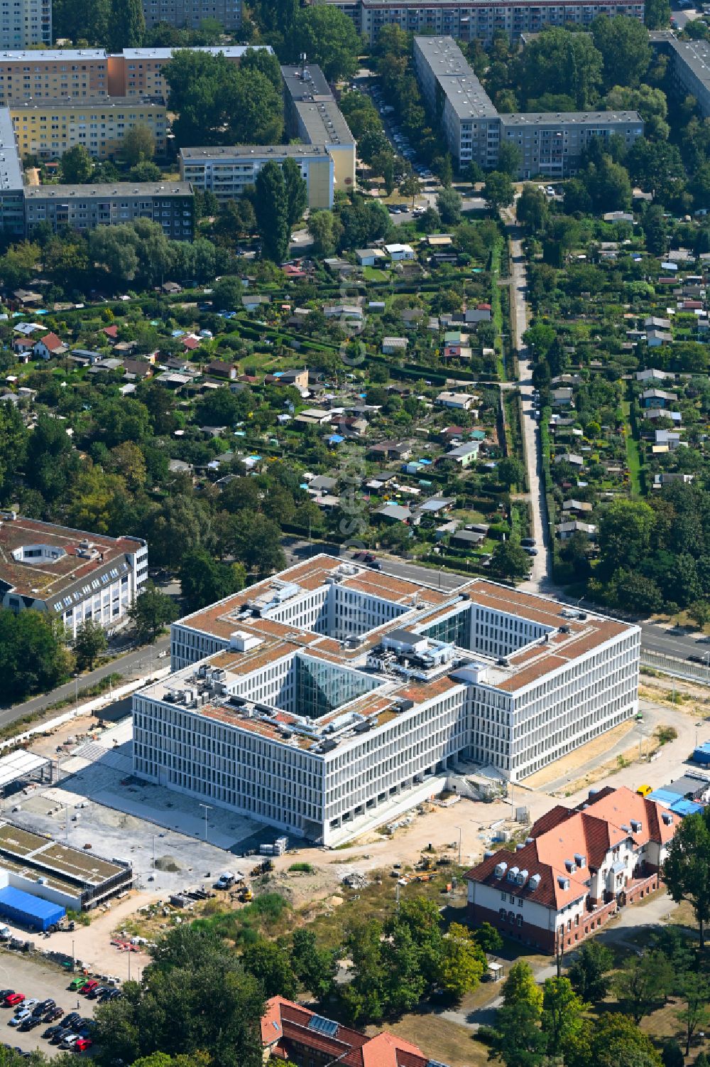 Potsdam from above - New construction of the Federal Police Headquarters on Horstweg in Potsdam in the state of Brandenburg, Germany