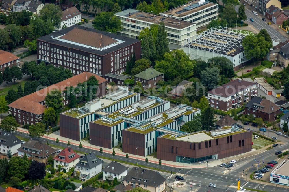 Bottrop from the bird's eye view: New campus of the University of Ruhr West through the construction and property NRW (BLB NRW) in Bottrop