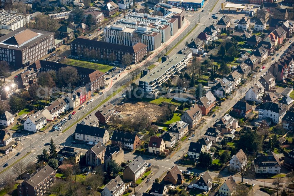 Bottrop from the bird's eye view: New campus of the University of Ruhr West through the construction and property NRW (BLB NRW) in Bottrop