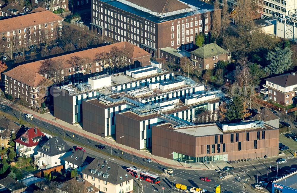 Bottrop from the bird's eye view: New campus of the University of Ruhr West through the construction and property NRW (BLB NRW) in Bottrop