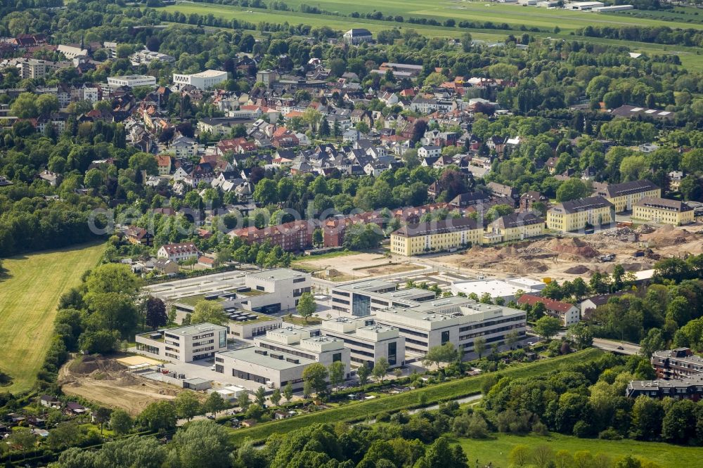 Hamm from the bird's eye view: View of the new construction of the campus of the college Hamm-Lippstadt in Hamm in the state of North Rhine-Westphalia