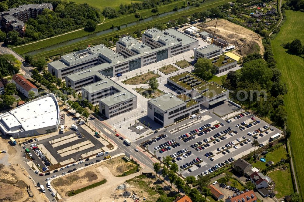 Aerial photograph Hamm - View of the new construction of the campus of the college Hamm-Lippstadt in Hamm in the state of North Rhine-Westphalia