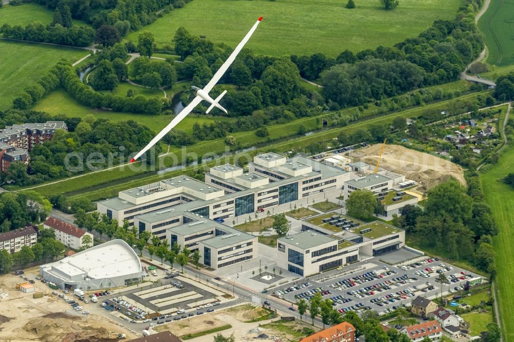 Hamm from the bird's eye view: View of the new construction of the campus of the college Hamm-Lippstadt in Hamm in the state of North Rhine-Westphalia