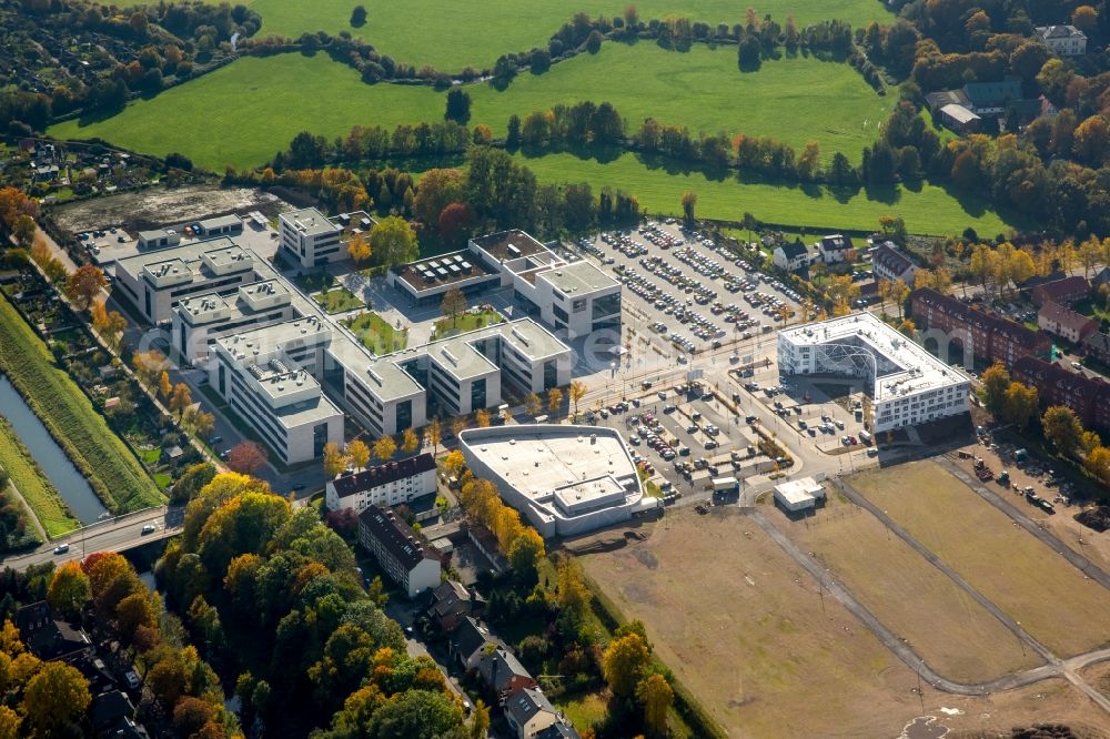 Hamm from the bird's eye view: View of the new construction of the campus of the college Hamm-Lippstadt in Hamm in the state of North Rhine-Westphalia