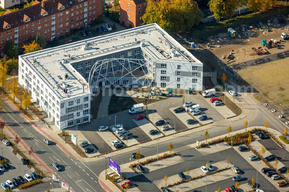 Aerial photograph Hamm - View of the new construction of the campus of the college Hamm-Lippstadt in Hamm in the state of North Rhine-Westphalia