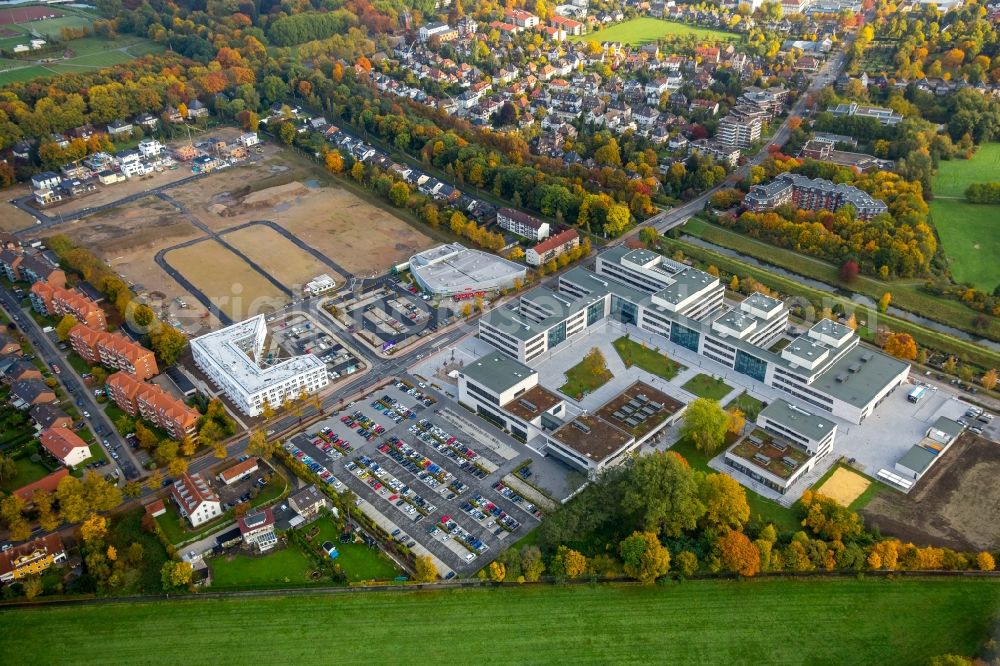 Hamm from the bird's eye view: View of the new construction of the campus of the college Hamm-Lippstadt in Hamm in the state of North Rhine-Westphalia