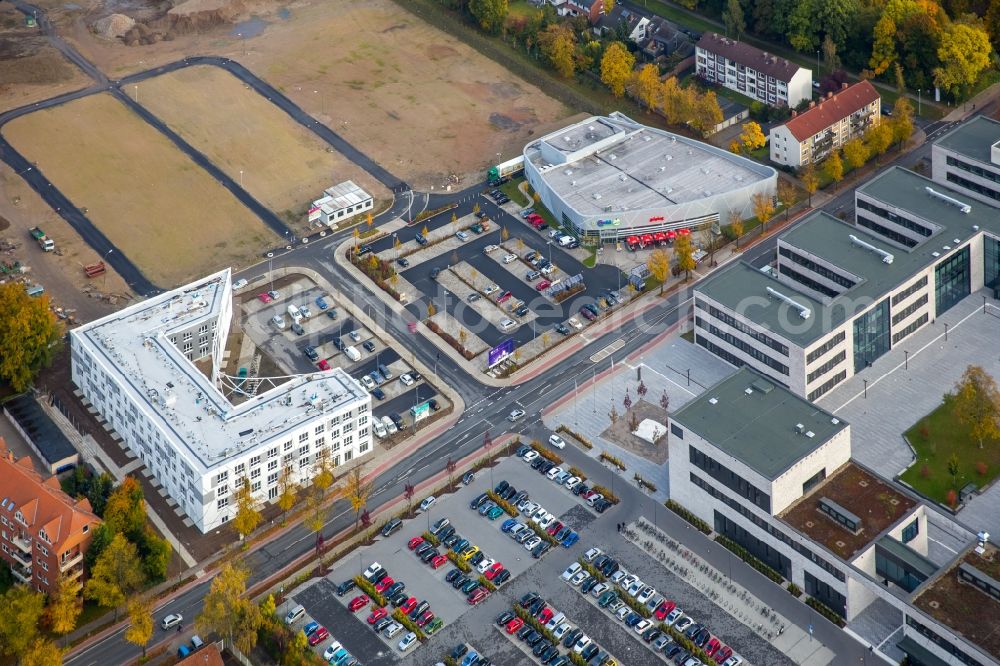 Hamm from the bird's eye view: View of the new construction of the campus of the college Hamm-Lippstadt in Hamm in the state of North Rhine-Westphalia