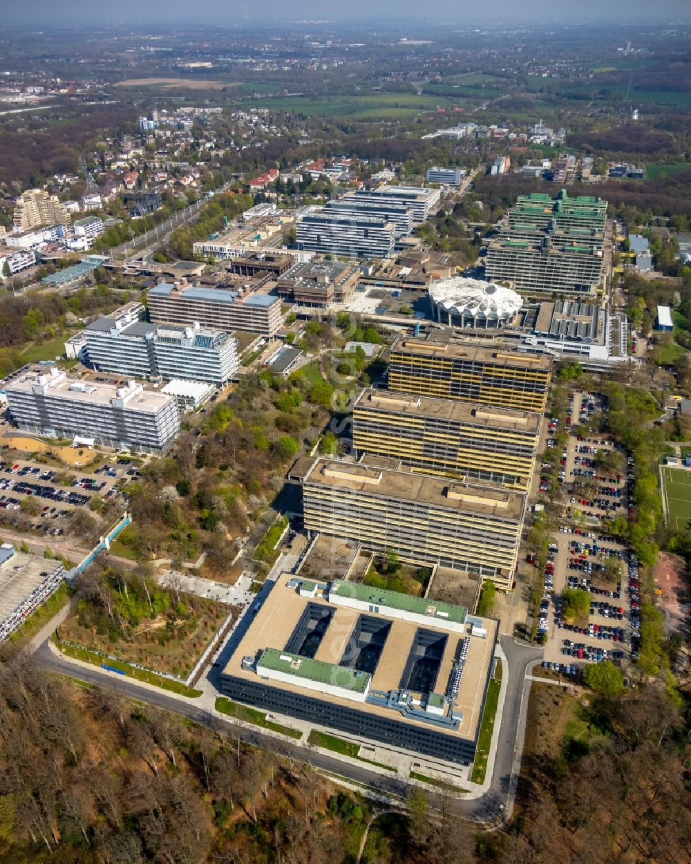 Aerial image Bochum - New building on the campus of RUB Ruhr-Universitaet Bochum in North Rhine-Westphalia