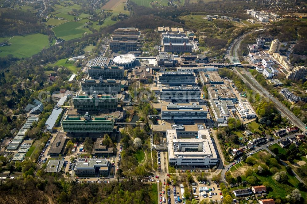 Aerial image Bochum - New building on the campus of RUB Ruhr-Universitaet Bochum in North Rhine-Westphalia