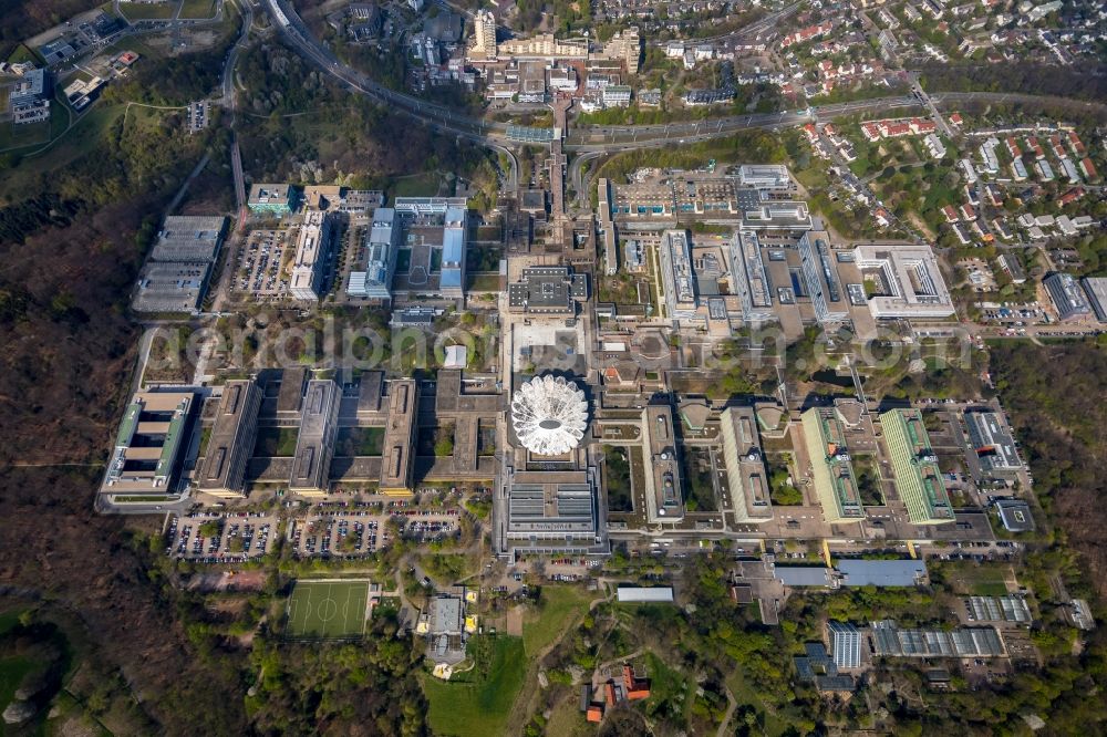 Aerial photograph Bochum - New building on the campus of RUB Ruhr-Universitaet Bochum in North Rhine-Westphalia