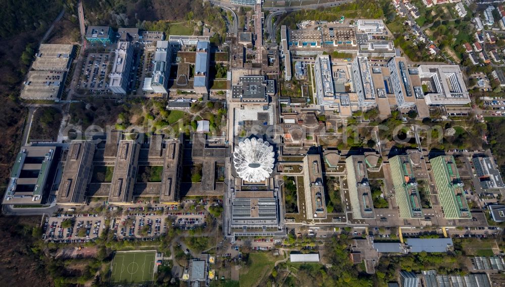 Bochum from above - New building on the campus of RUB Ruhr-Universitaet Bochum in North Rhine-Westphalia