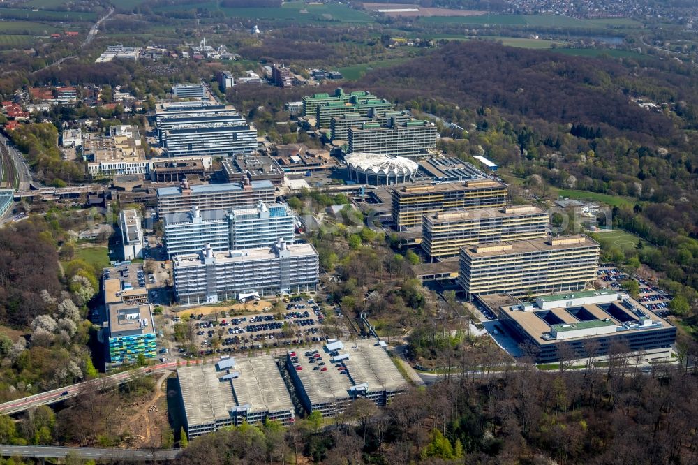 Aerial image Bochum - New building on the campus of RUB Ruhr-Universitaet Bochum in North Rhine-Westphalia