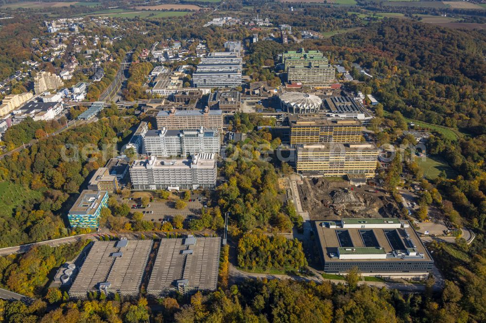 Aerial photograph Bochum - New building on the campus of RUB Ruhr-Universitaet Bochum in North Rhine-Westphalia