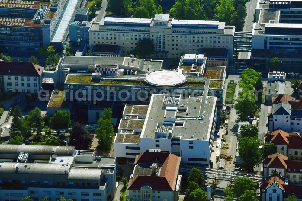 Dresden from above - Hospital grounds of the Clinic Universitaetsklinikum Carl Gustav Carus (VTG) on Fetscherstrasse in Dresden in the state Saxony, Germany