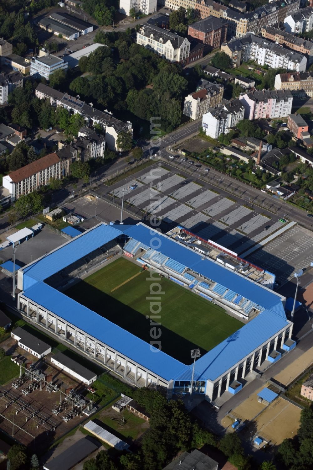 Aerial image Chemnitz - New building of the football stadium community4you ARENA of FC Chemnitz in Saxony